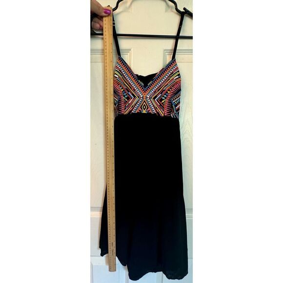 Pilyq Mosaic Embroidered Easy Going Spaghetti Strap Mini Dress With Back Ties XS - Picture 10 of 11